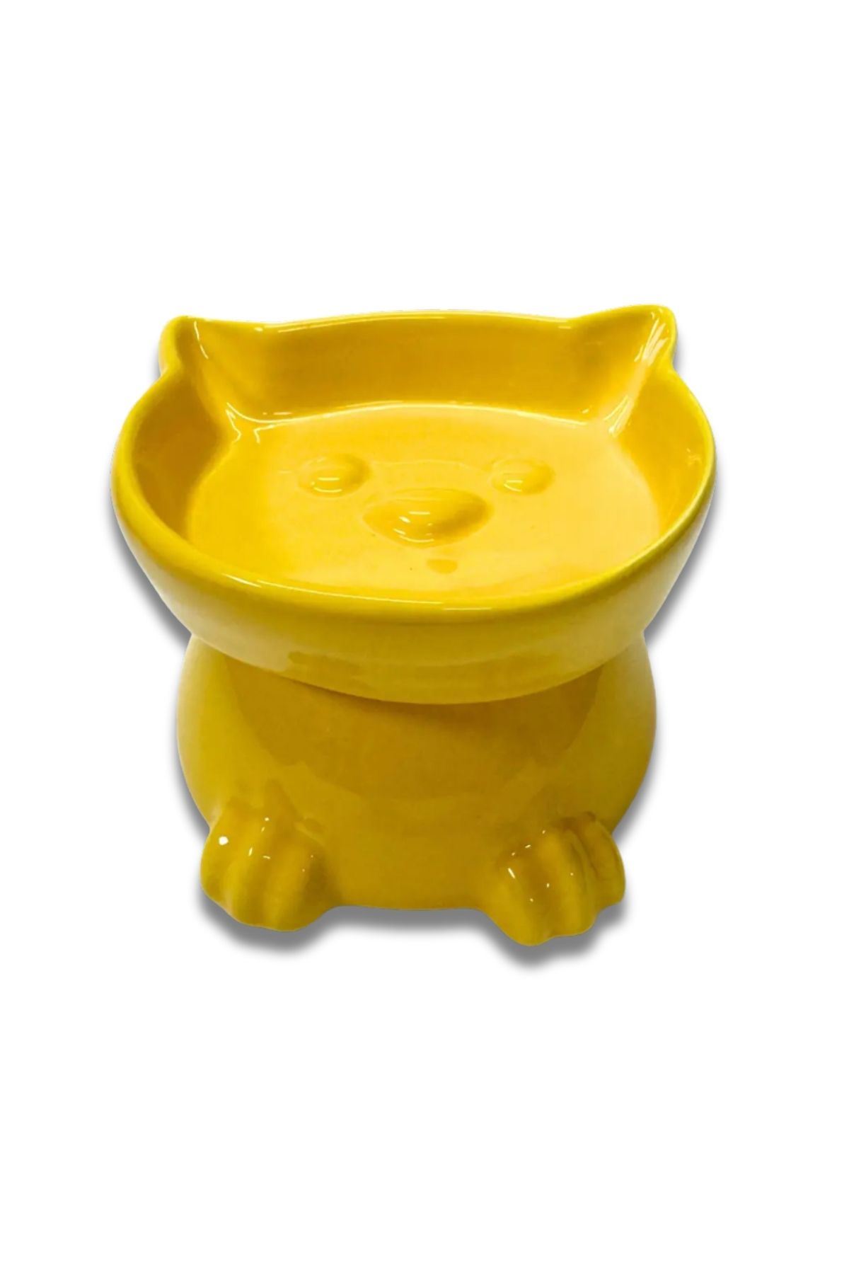 Seramik Kedi Mama ve Su Kabı Sarı
