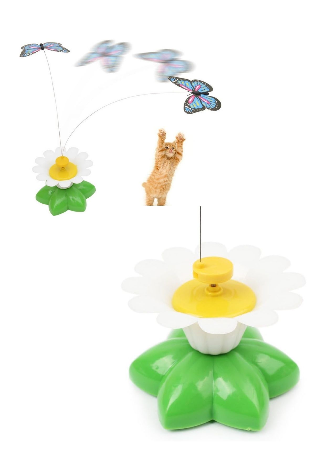 Kelebek Şeklinde Hareketli Dönen Pilli Kedi Oyuncağı