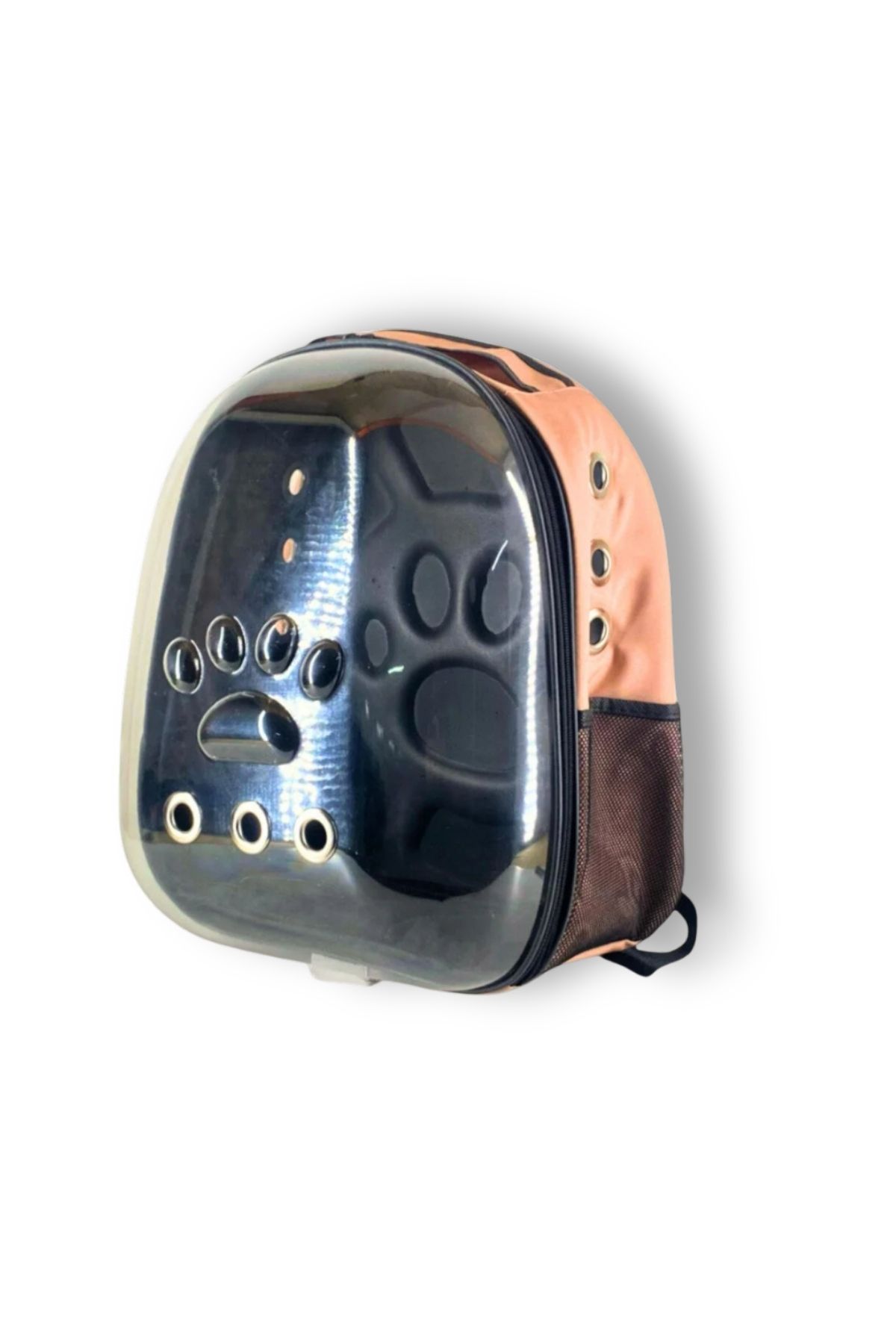 Pati Tasarımlı Şeffaf Astronot Kedi ve Köpek Taşıma Sırt Çantası - Pudra/Somon
