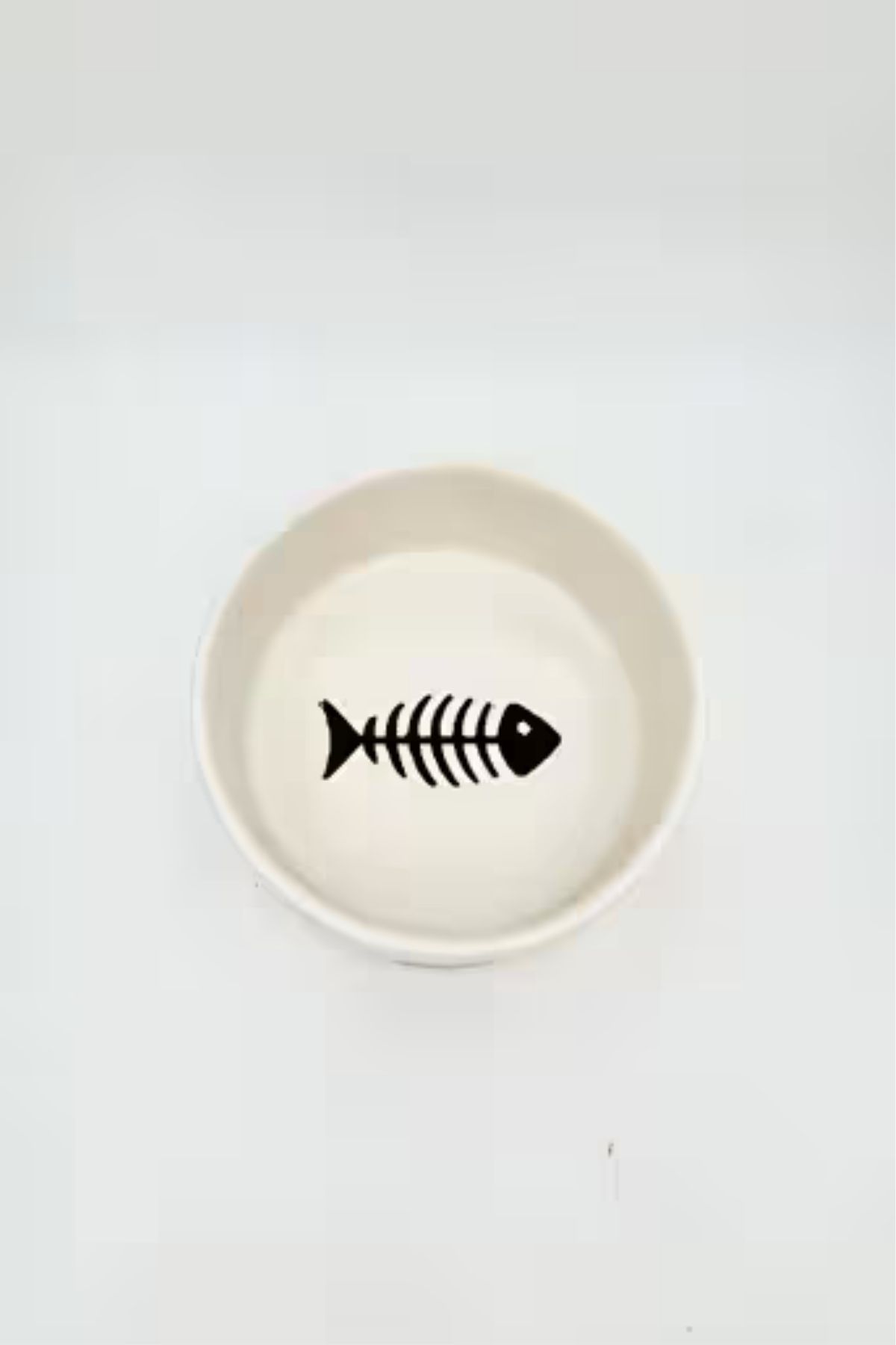 Seramik Kedi Mama ve Su Kabı Kılçık Desenli