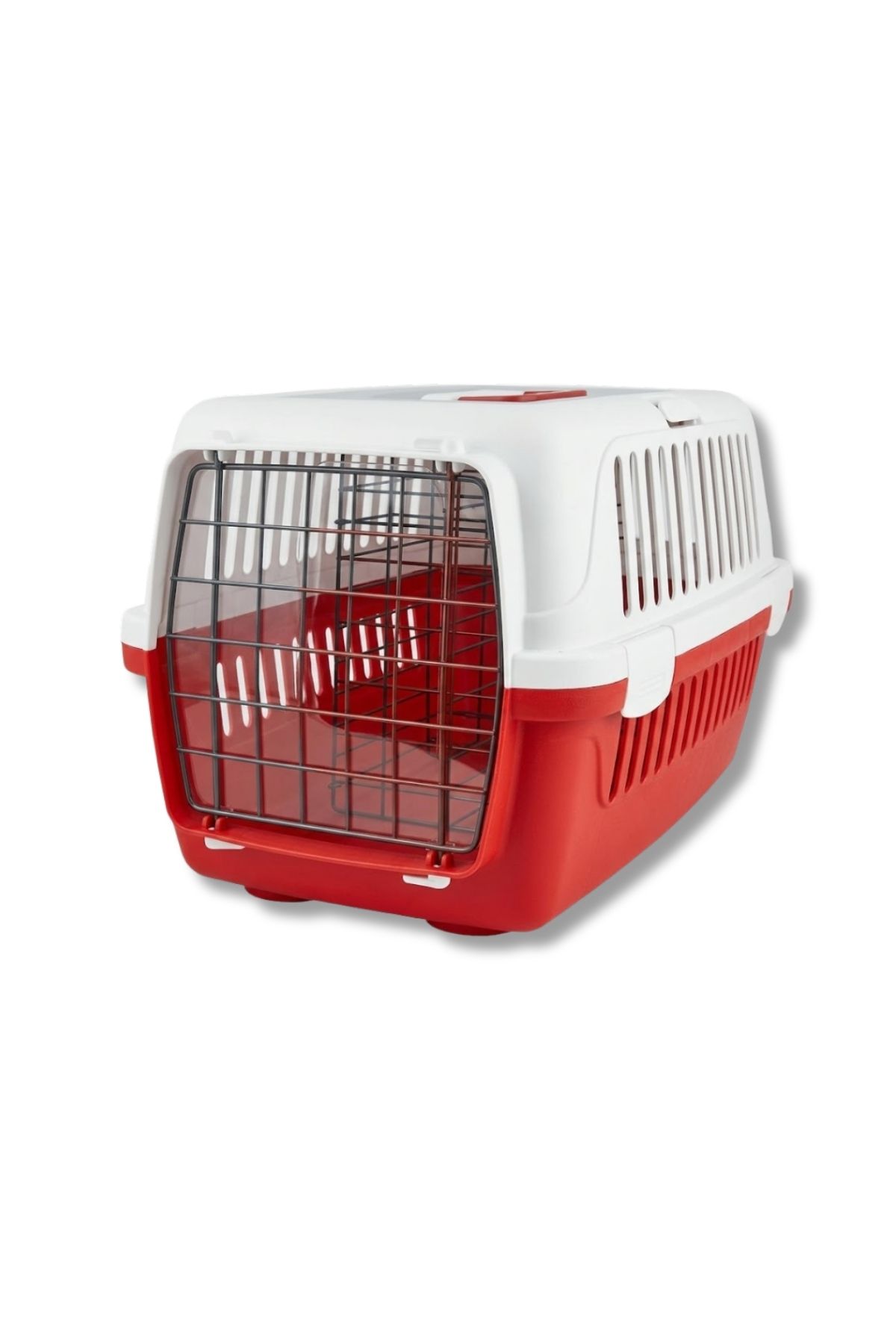Taşınabilir Kedi ve Köpek Taşıma Çantası Orta Boy - Kırmızı/Beyaz