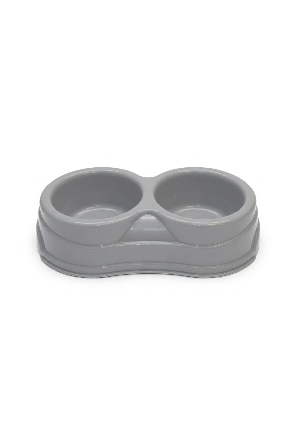 İkili Pratik Kedi ve Köpek Mama Su Kabı - Gri