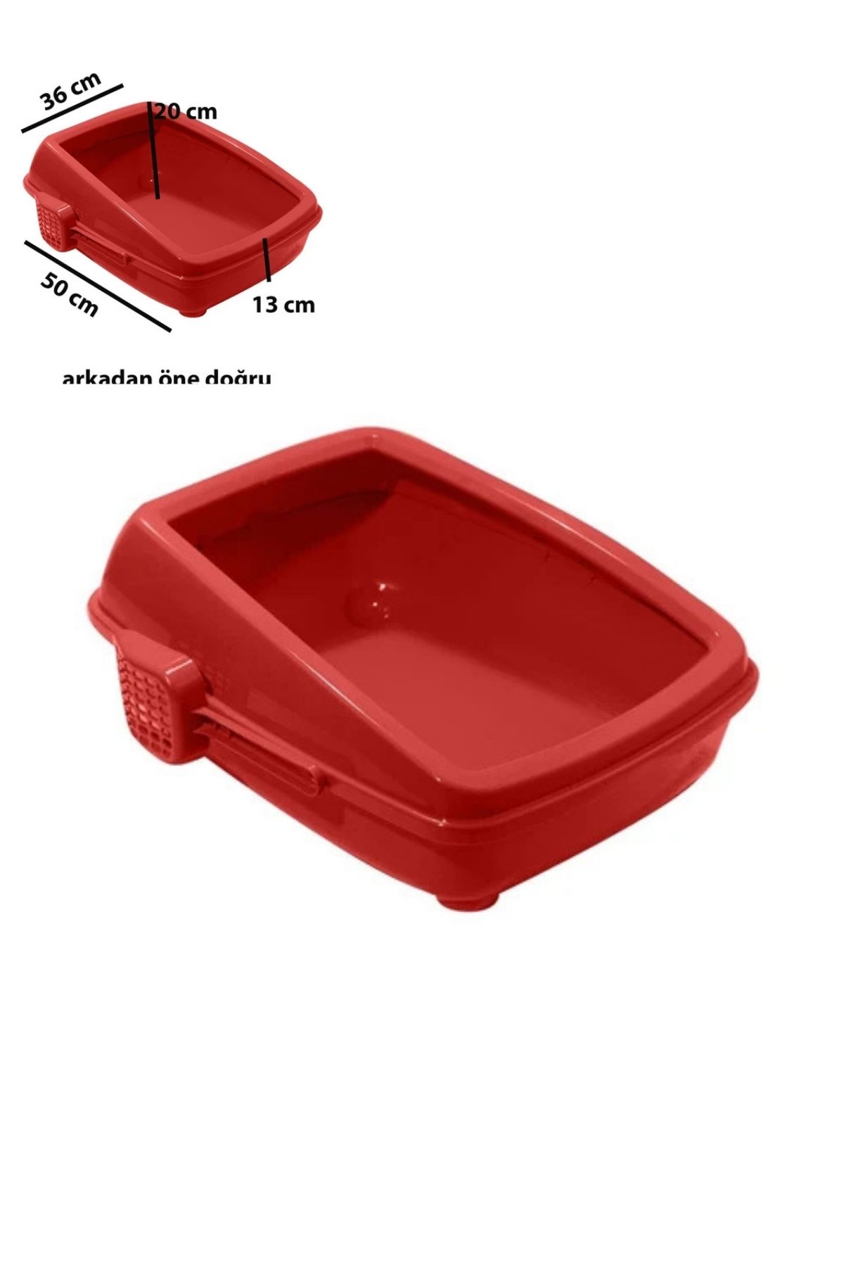 Açık Kedi Tuvalet Kum Kabı Kırmızı 17*37*50 cm