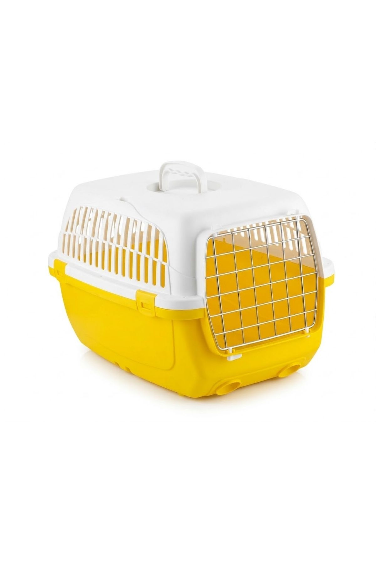 Taşınabilir Kedi ve Köpek Taşıma Çantası Orta Boy - Sarı/Beyaz