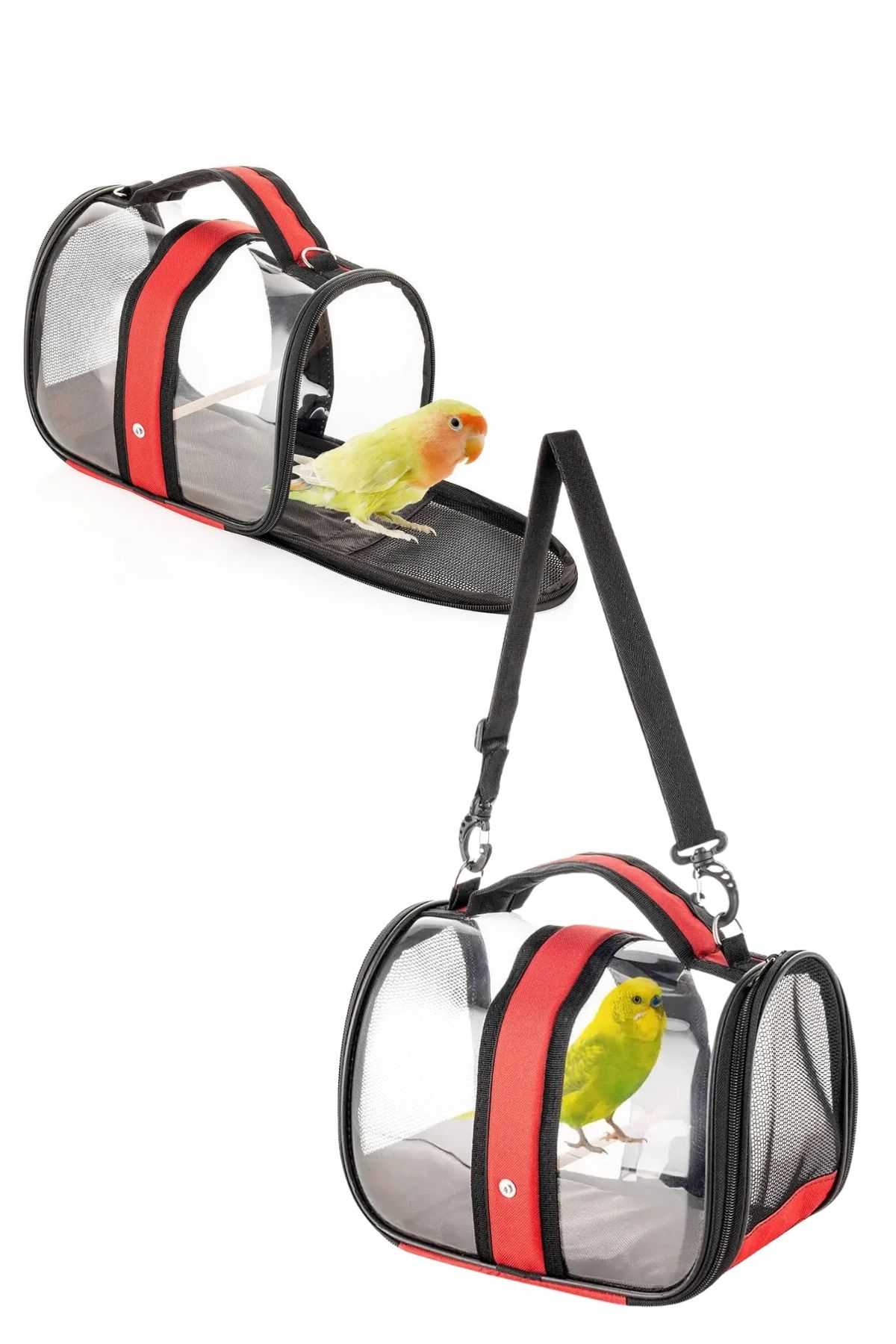 Şeffaf Nefes Alabilir Sabit Tünekli Kuş Taşıma Çantası