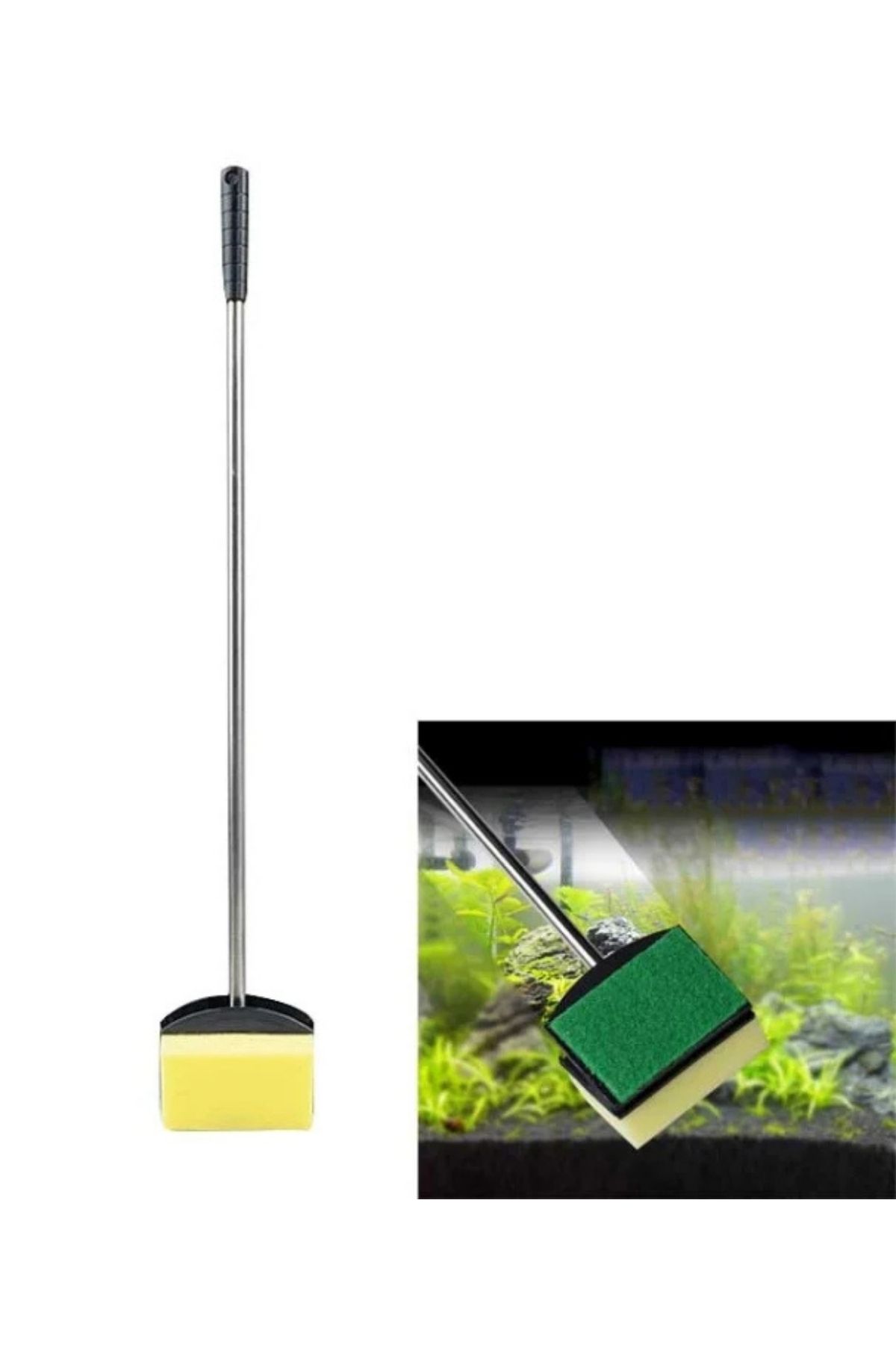 Uzun Saplı Akvaryum Cam Temizleme Süngeri (Çift Taraflı) 32 cm