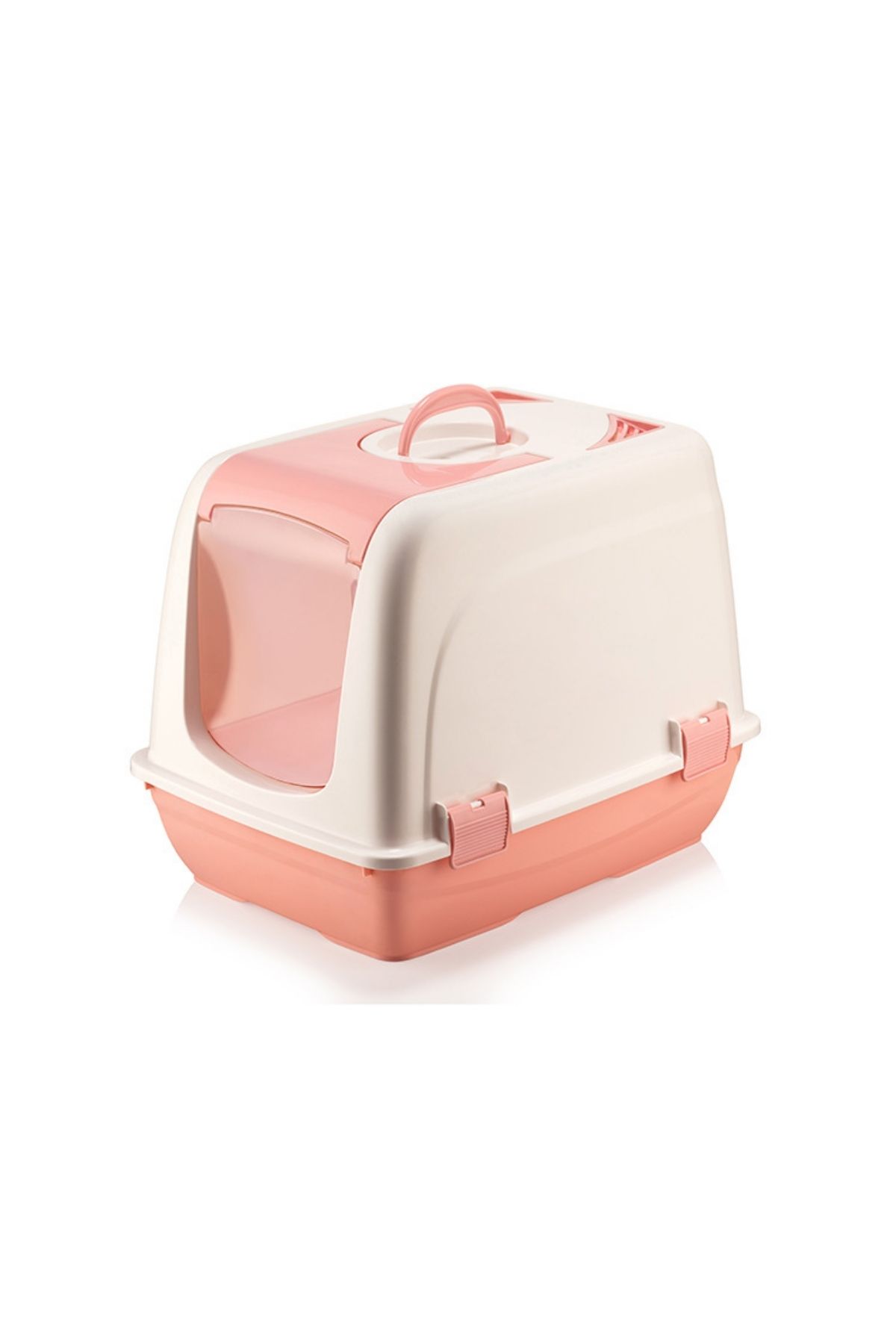 Kapalı Kedi Tuvaleti ve Kum Kabı Küçük Boy Pembe-Beyaz