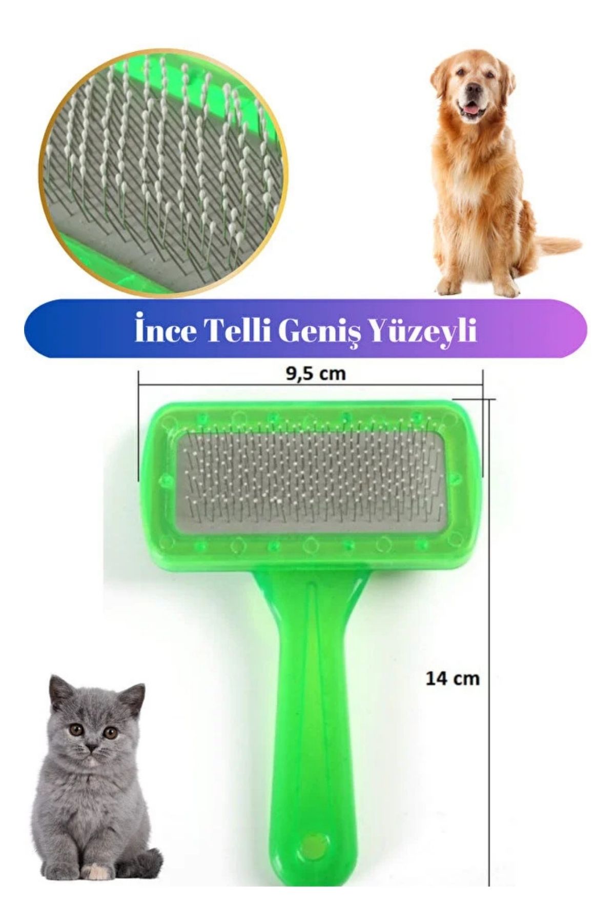 Şeffaf Telli Evcil Hayvan Tarama Fırçası Yeşil