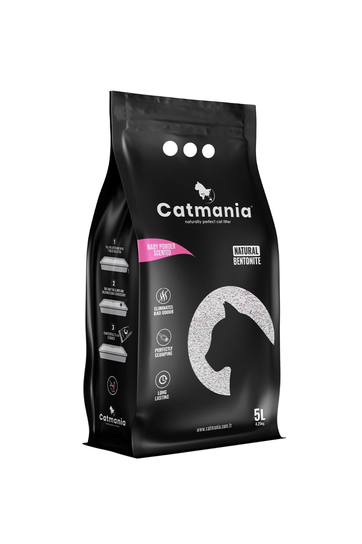 Bebek Pudrası Kokulu Doğal Bentonit Kedi Kumu 5L.