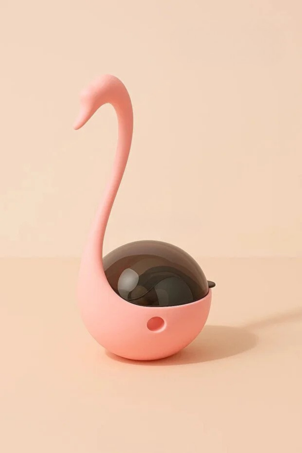 Kuğu Şeklinde Lazerli ve Mama Hazneli Hacıyatmaz Kedi Oyuncağı Pembe