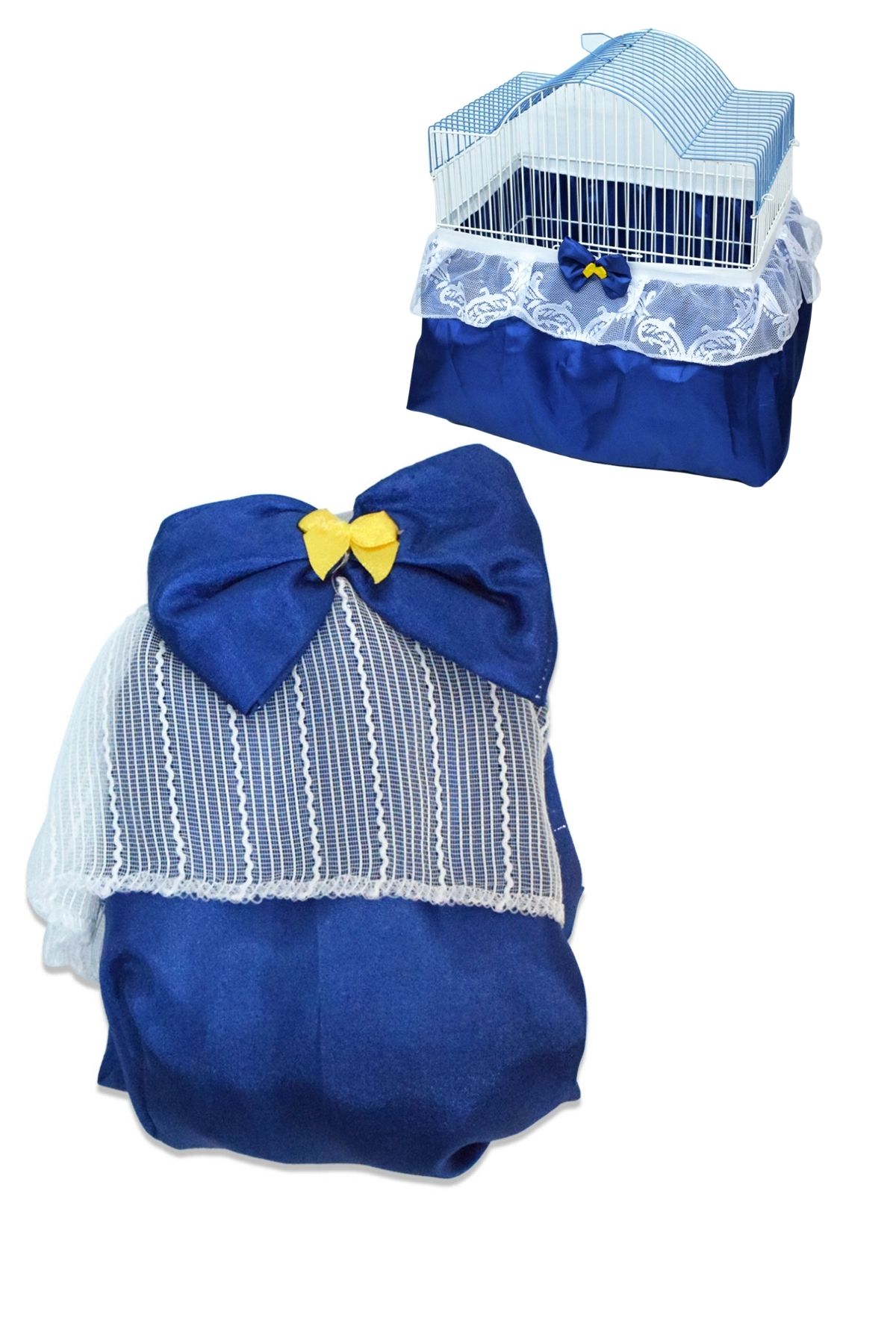Lüks Kuş Kafesi Tülü Mavi S M L Beden