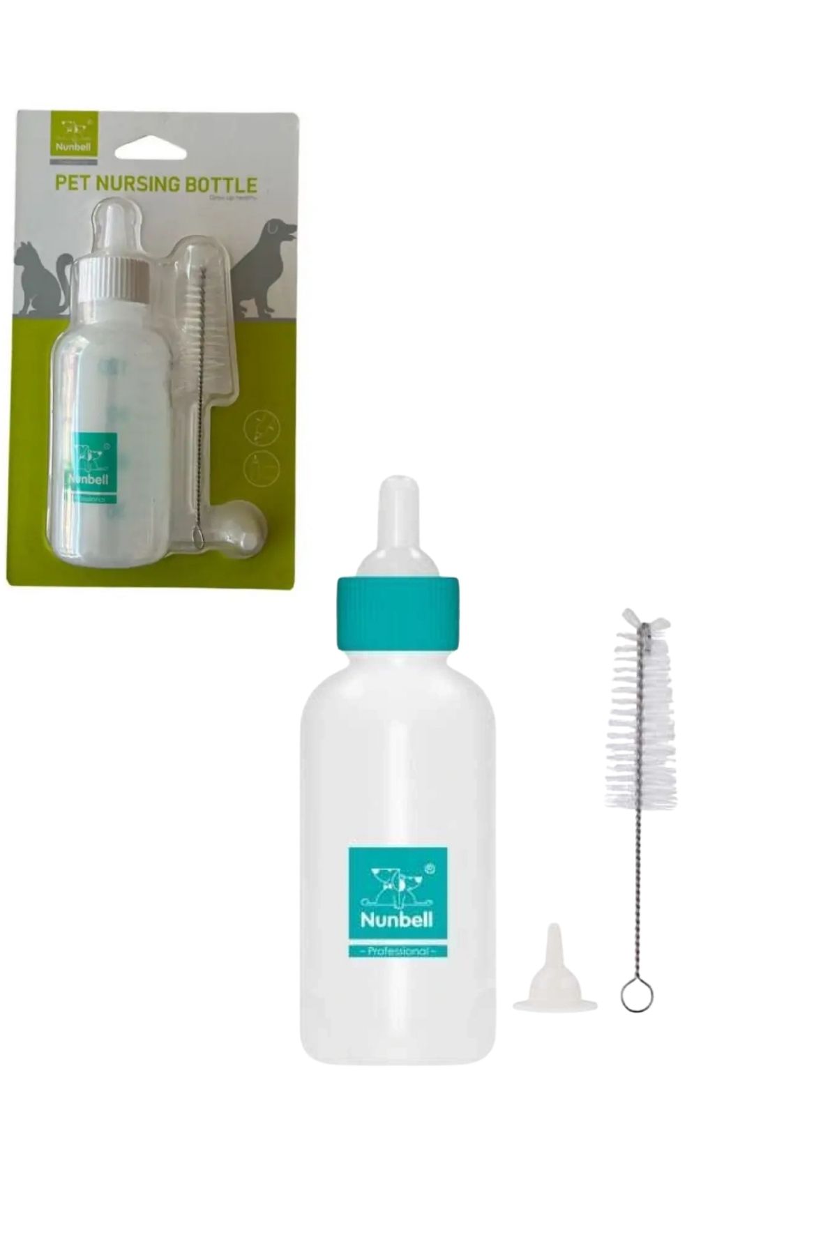 Yavru Kedi ve Köpek Biberon Seti Temizleme Fırçalı 50 ml. - Mavi