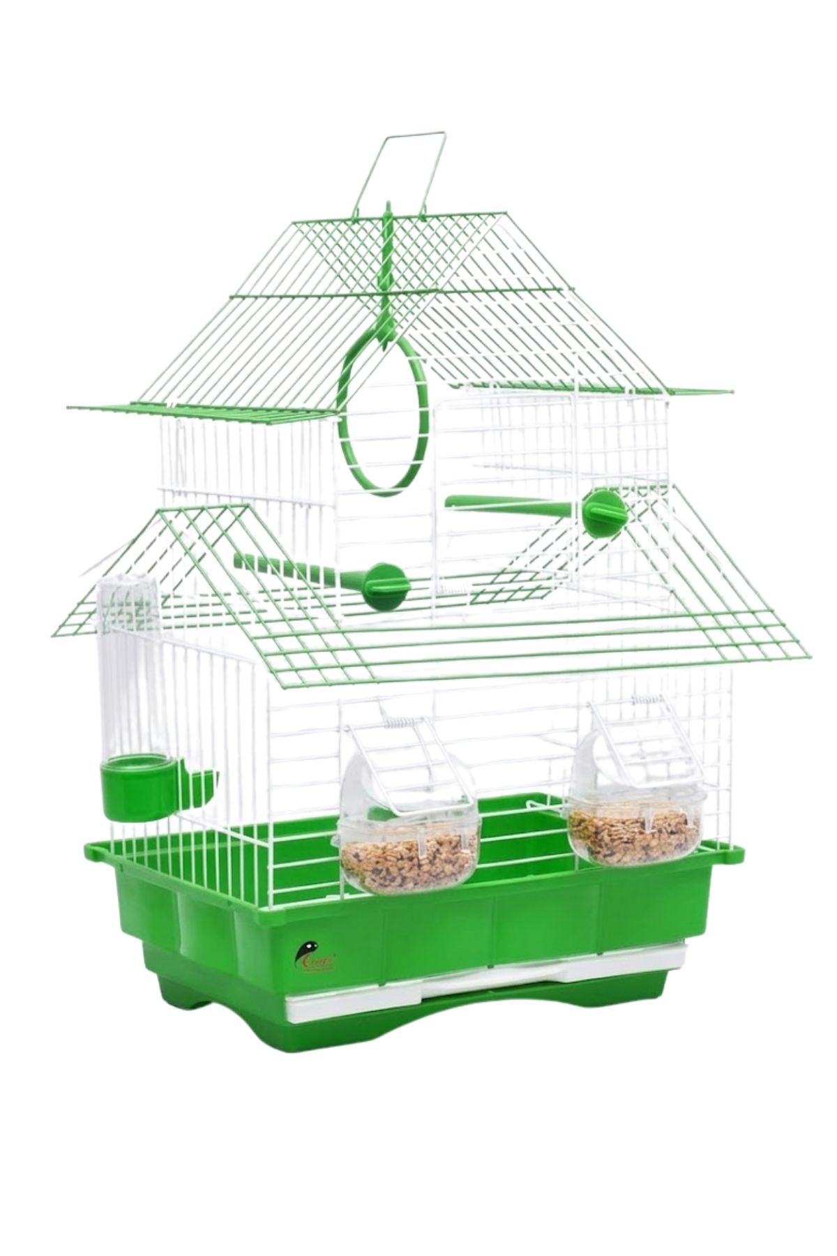 Çift Katlı Çatı Tasarımlı Ekonomik Kuş Kafesi Yeşil