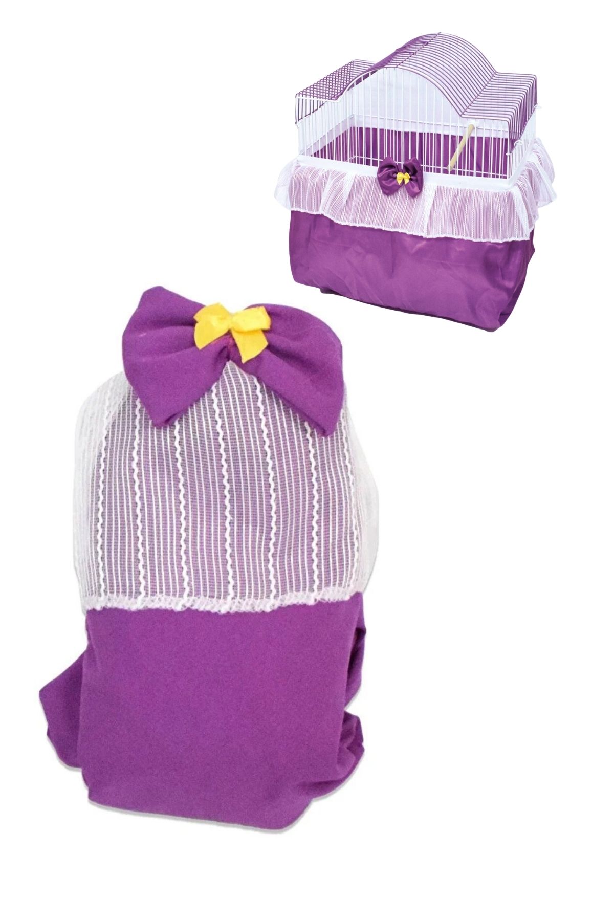 Lüks Kuş Kafesi Tülü Mor S M L Beden