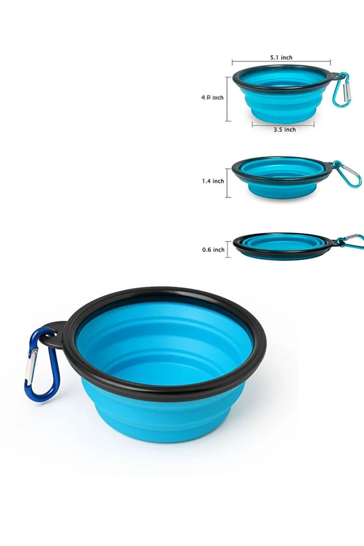 Katlanabilir Silikon Mama ve Su Kabı - Mavi