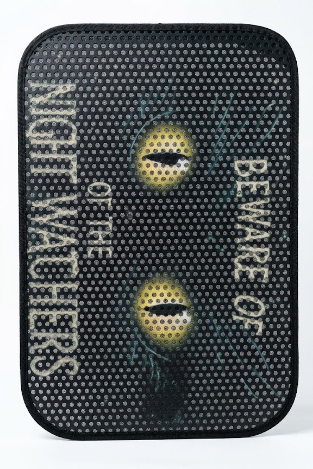 Kedi Tuvaleti Paspası Beware of the Night Watchers Yazılı Kedi Gözü Desenli