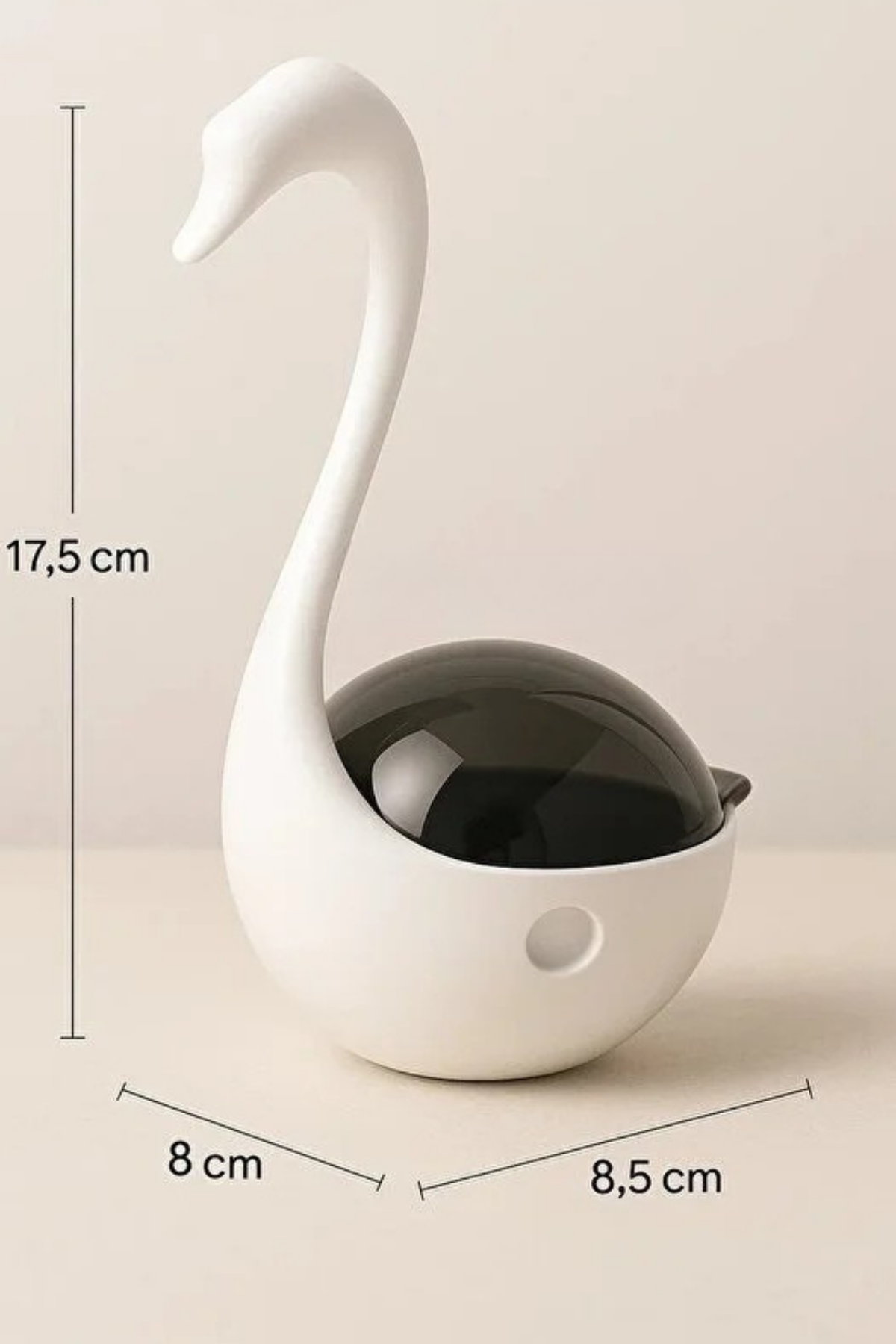 Kuğu Şeklinde Lazerli ve Mama Hazneli Hacıyatmaz Kedi Oyuncağı Beyaz