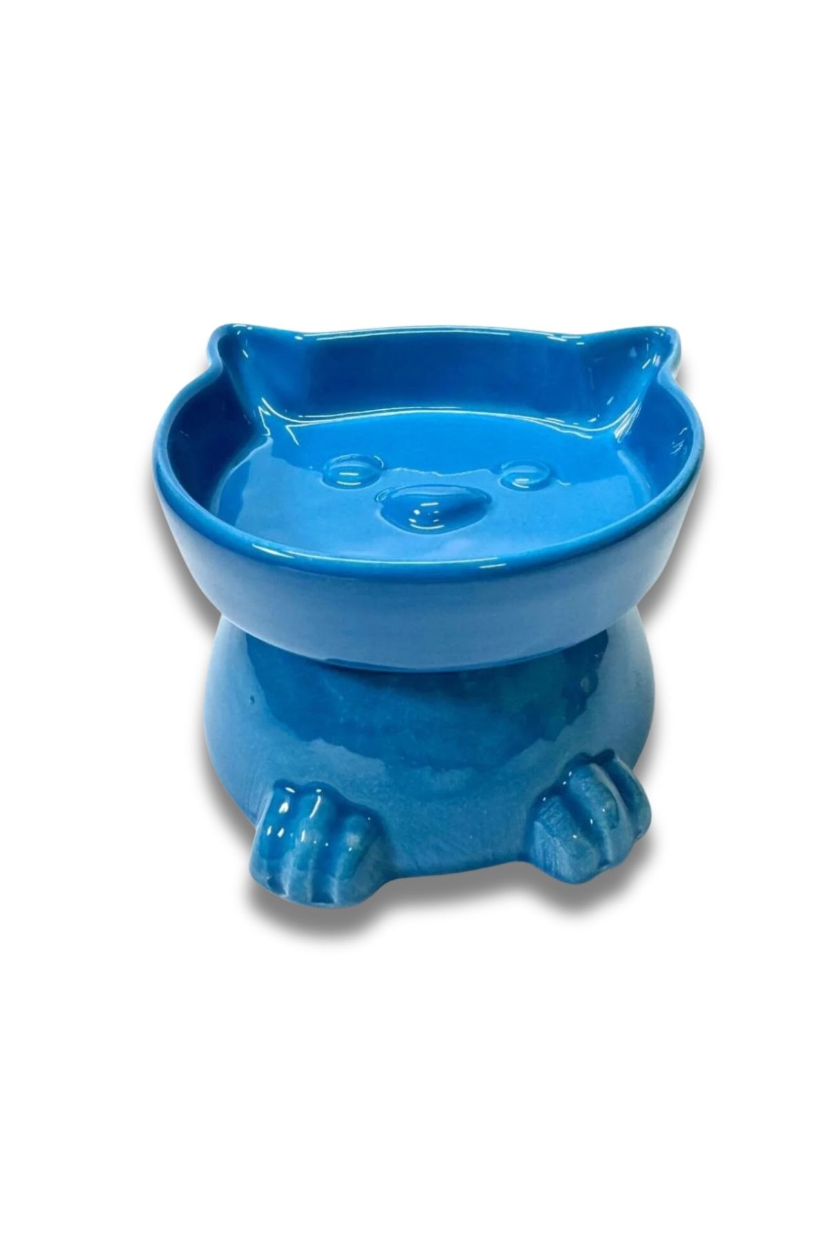 Seramik Kedi Mama ve Su Kabı Mavi