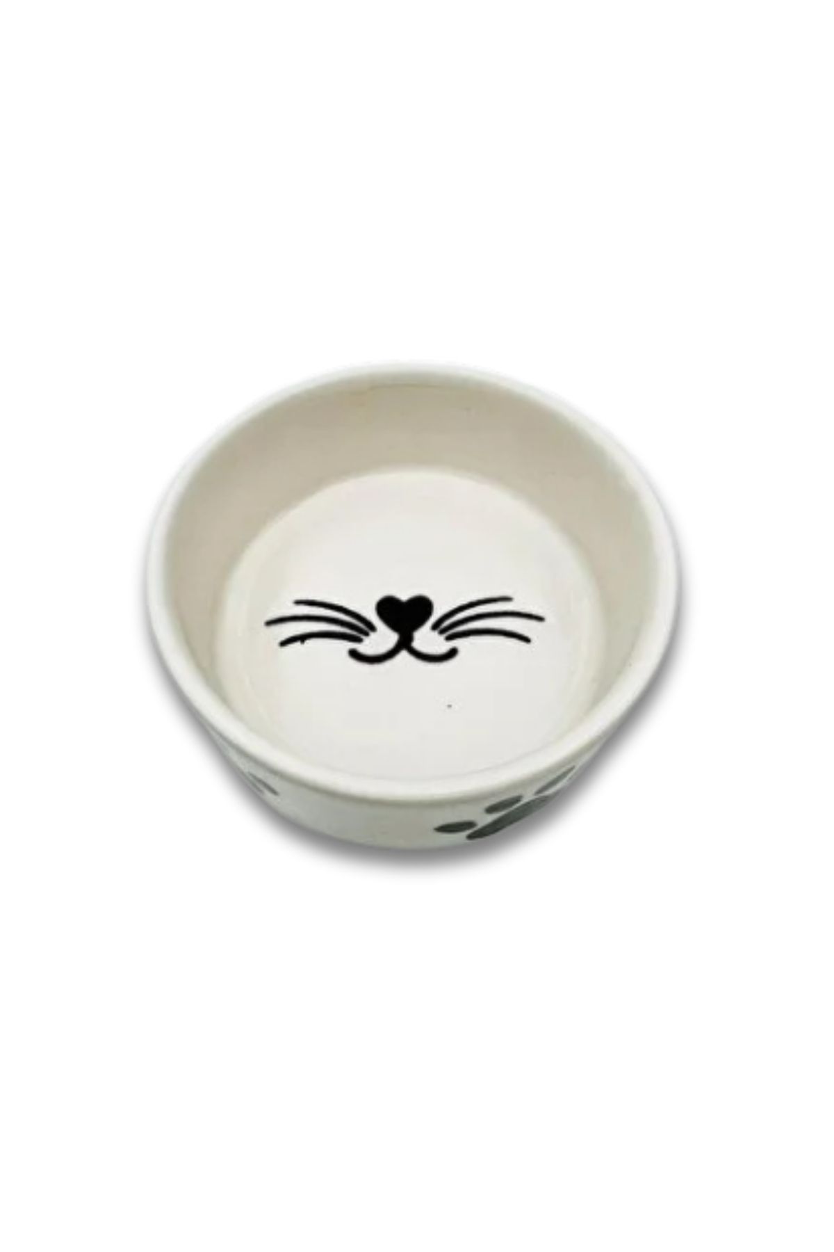 Seramik Kedi Mama ve Su Kabı Kedi Desenli