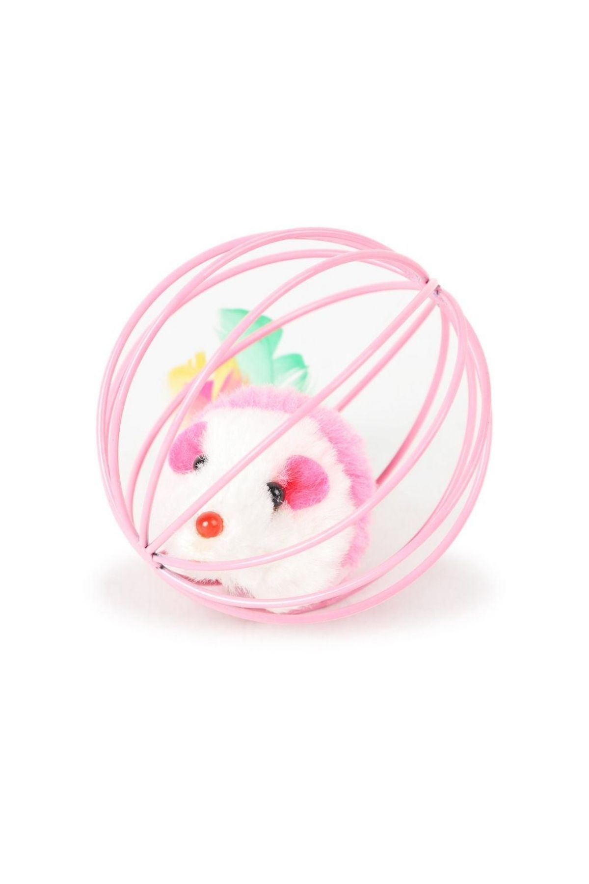 Tel Kafesli İnteraktif Kedi Oyun Topu (Fareli ve Tüylü)